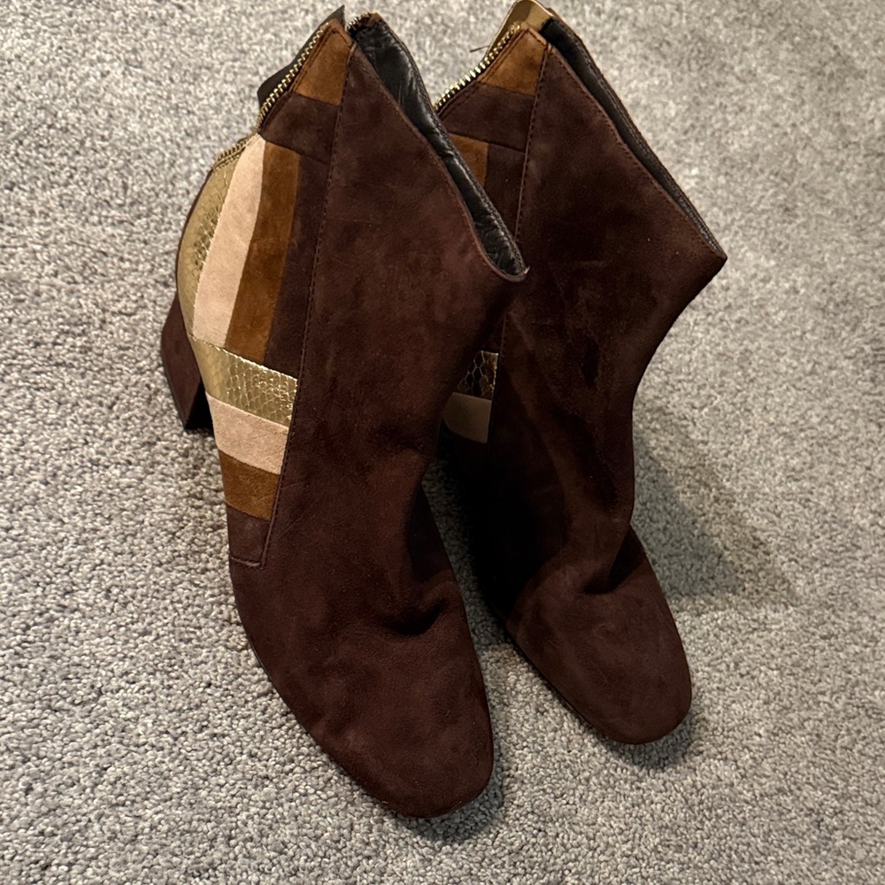 Michael Kors Brown Patchwork Ankle Booties - image 1